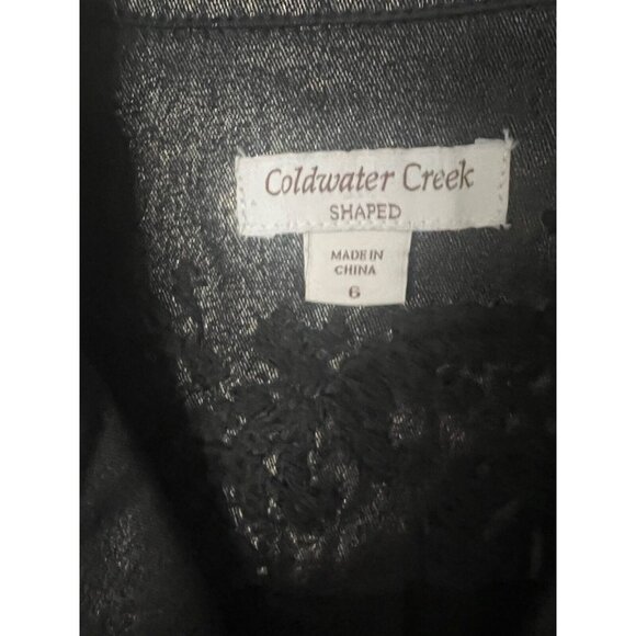 Coldwater Creek Shaped 6 Black Jacket Metallic Woven Embroidery Blazer NWOT - Picture 3 of 8